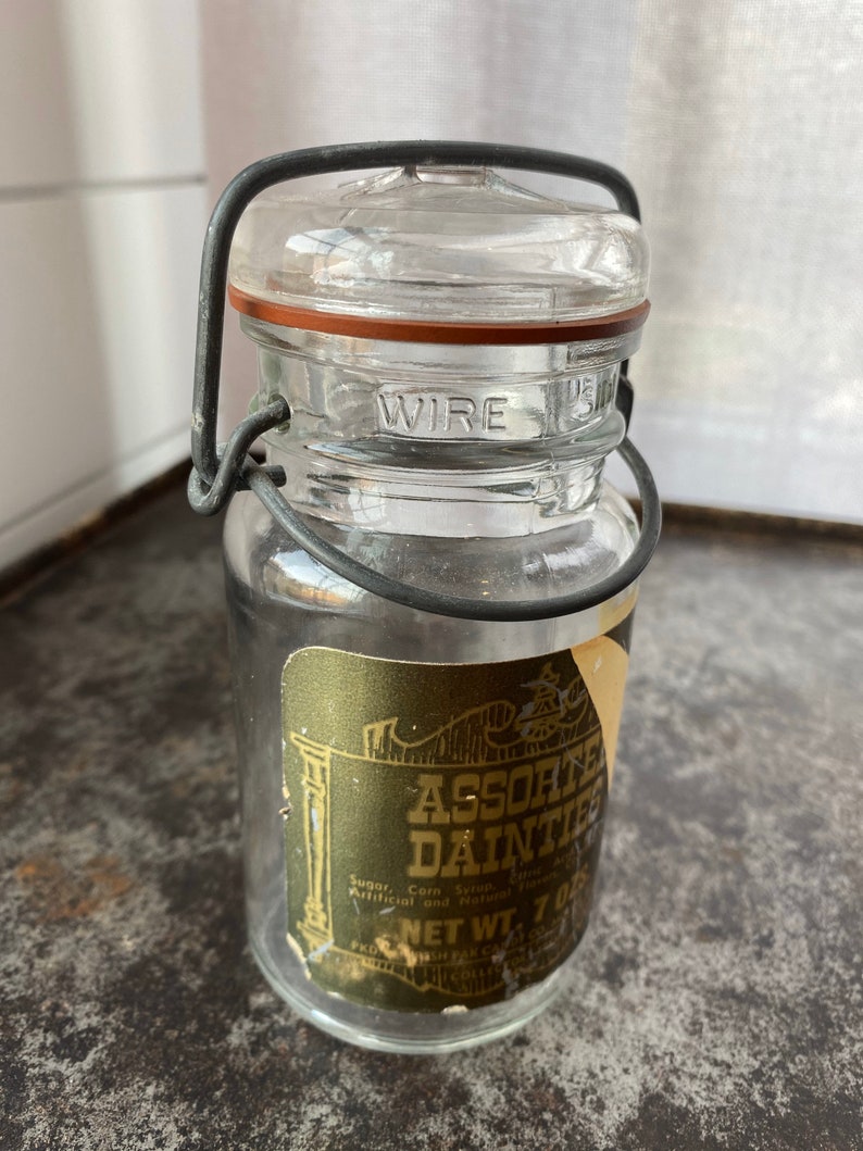 Vintage canning jar with seal and wire bail Antique glass Etsy