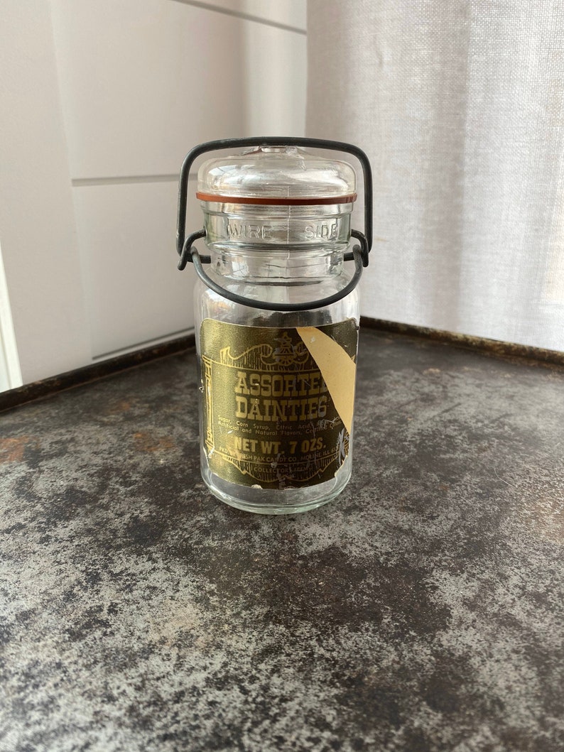 Vintage canning jar with seal and wire bail Antique glass Etsy