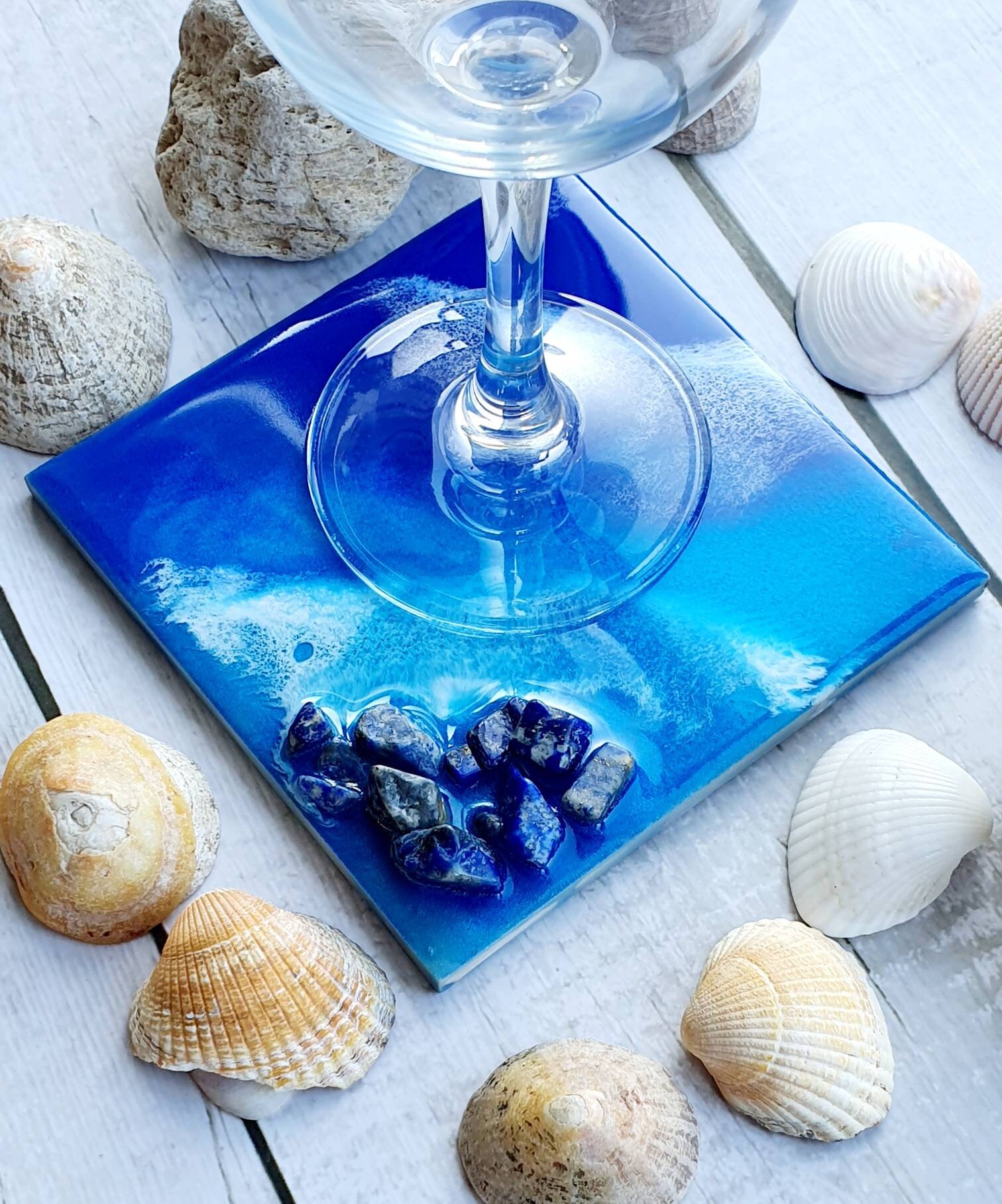 Ocean square resin coasters drinks coaster unusual Etsy