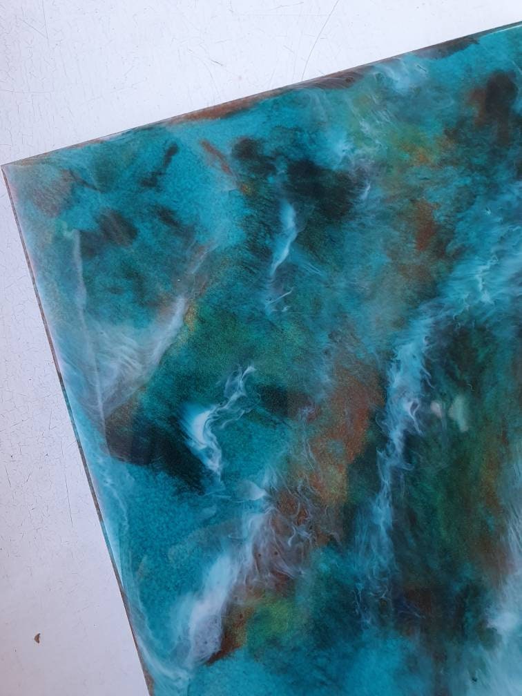 Abstract Resin Wall Art Turquoise Yellow Contemporary Summer Etsy UK