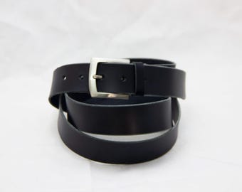 Leren riem | minimalistische leren riem | Leren riem heren | Echte leren riem | Zwarte leren riem