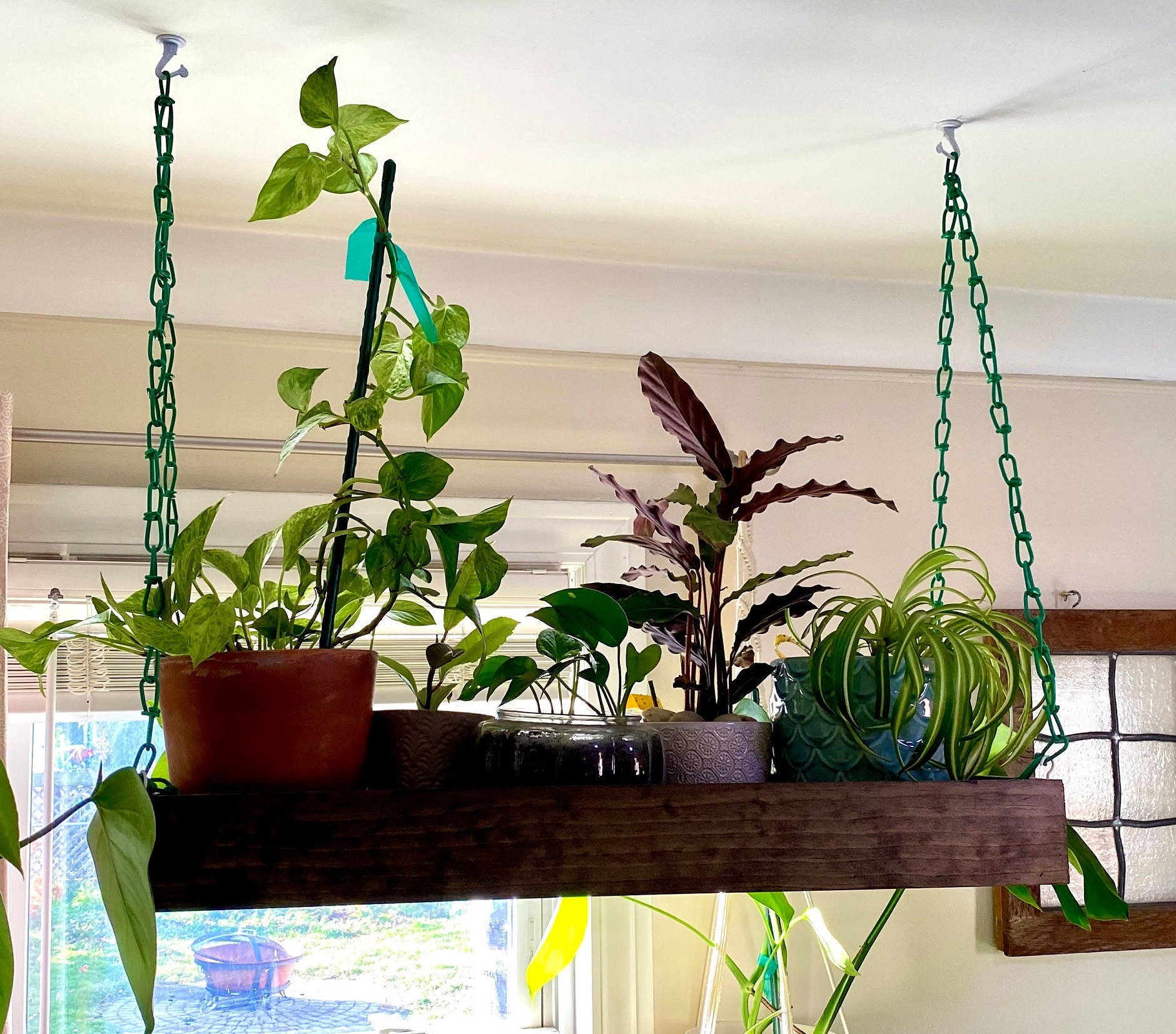 Hanging Wood Shelf Swinging Shelf for Plants More Etsy
