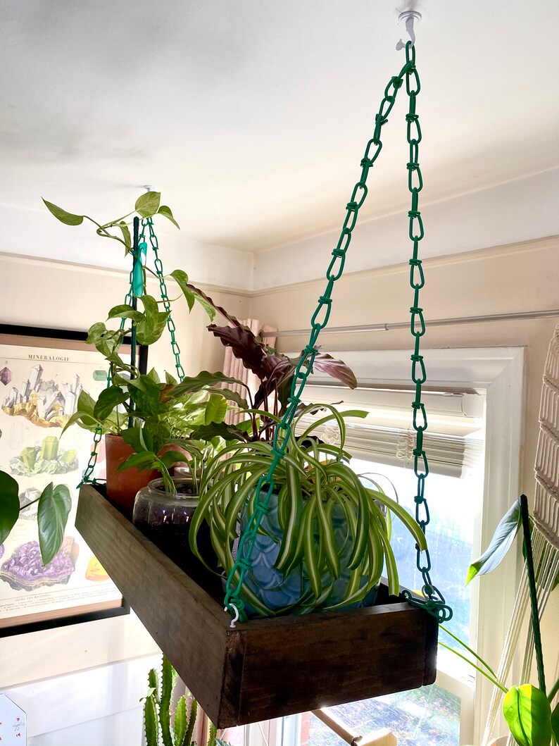 10inch wide Large Wood Hanging Plant Shelf with Edges and Etsy