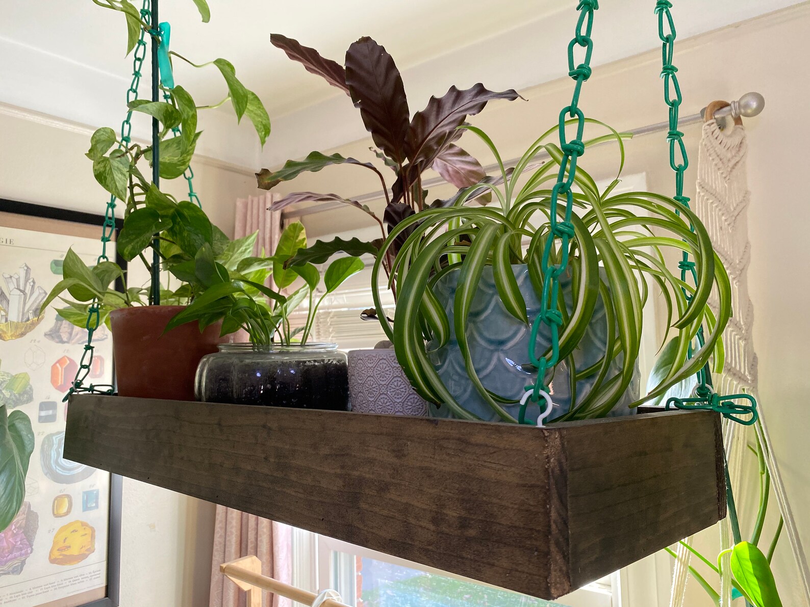 Hanging Wood Shelf Swinging Shelf for Plants More Etsy