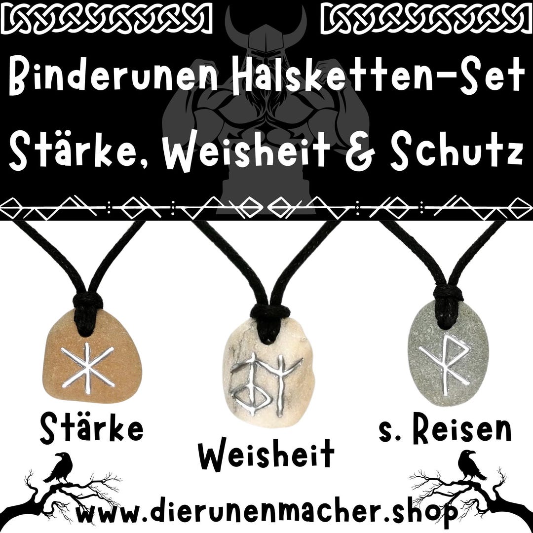 Buy 1 Set 1 Set Free Viking Binding Runes Necklace Set Made of Stone ...