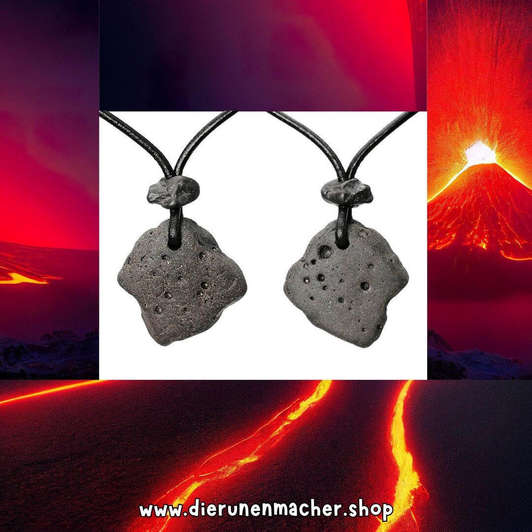 Volcano Lava Stone Necklace With Leather Strap Unique With Mystical ...