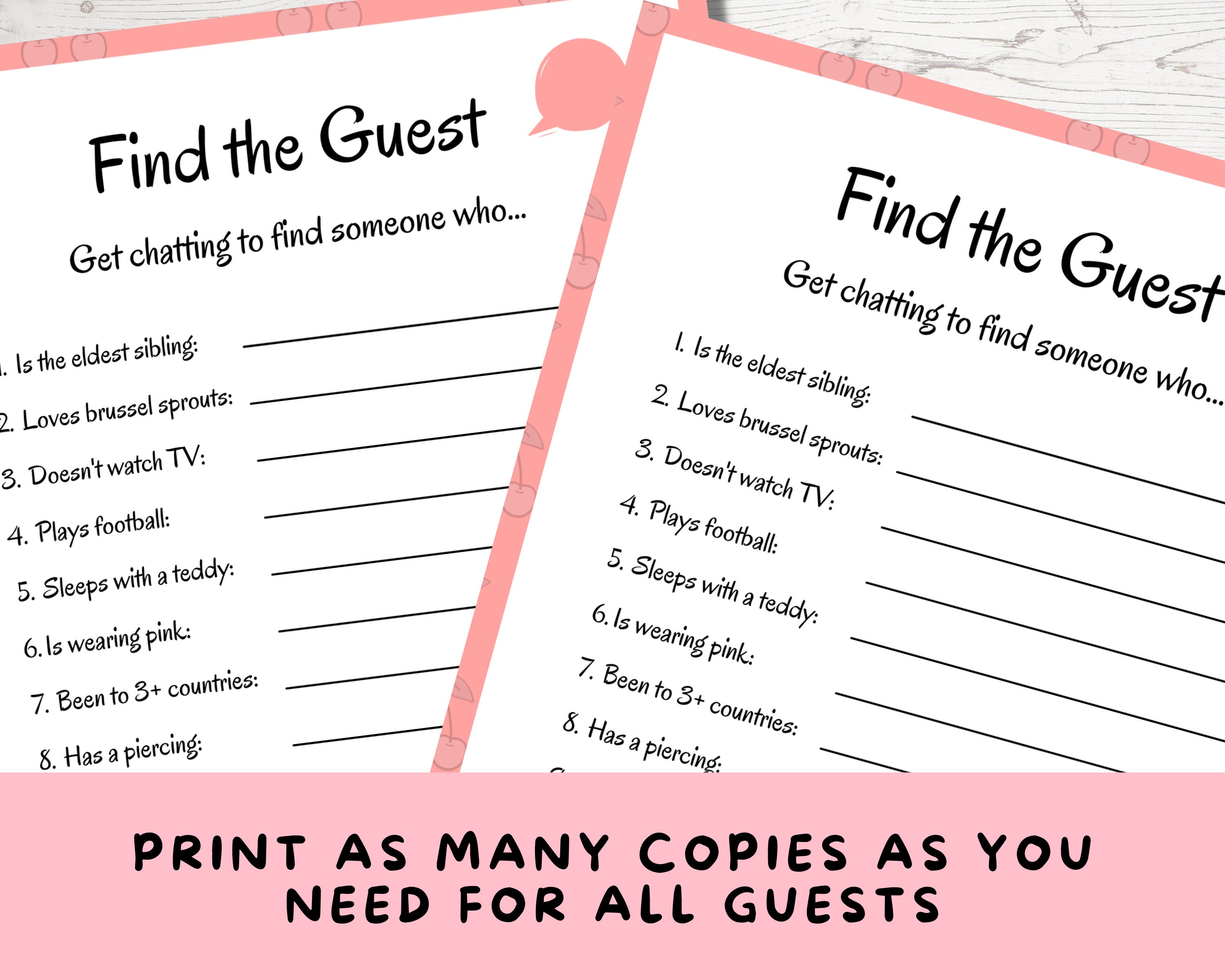 Printable Find the Guest Party Game for Teen and Tween Sleepovers ...