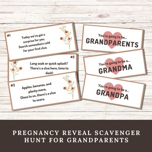 Printable Pregnancy Reveal Scavenger Hunt for New Grandparents, New Baby Announcement for First Time Granny, Grandad, Grandma, Grandpa