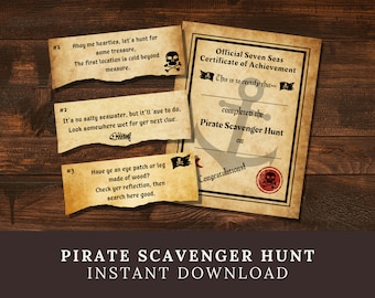 Aanwijzingen voor piratenspeurtocht: rijmende raadsels, verjaardagsfeestje (afdrukbaar)
