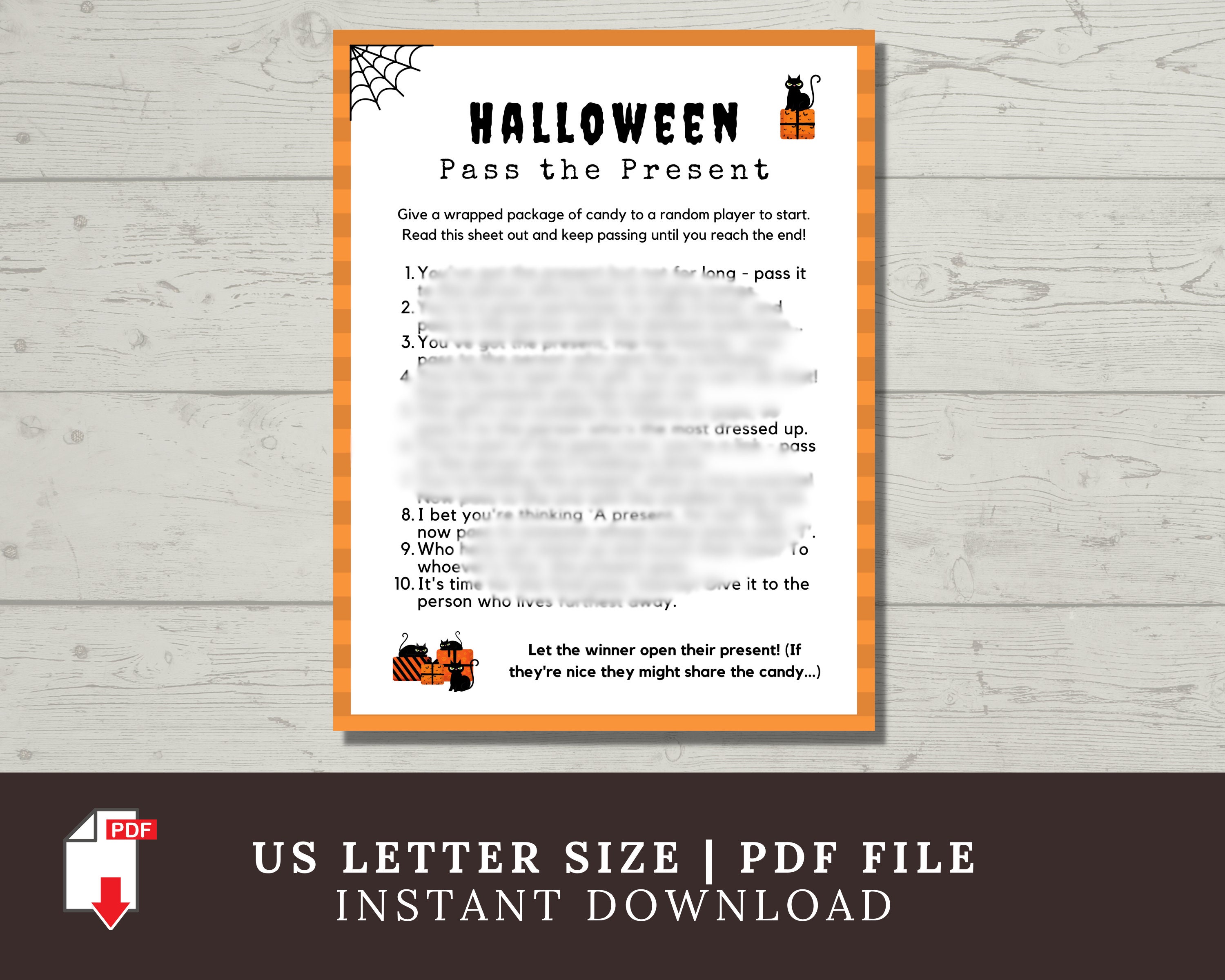 Printable Halloween Pass the Present Game: Party Activity (PDF) - Etsy
