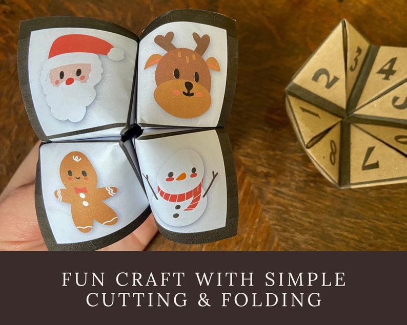 Printable Christmas Fortune Teller for Kids, Cootie Catcher Craft ...