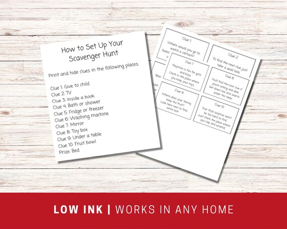 At Home Scavenger Hunt with Rhyming Clues, Printable Indoor Birthday Treasure Hunt for Kids, 10 Riddles