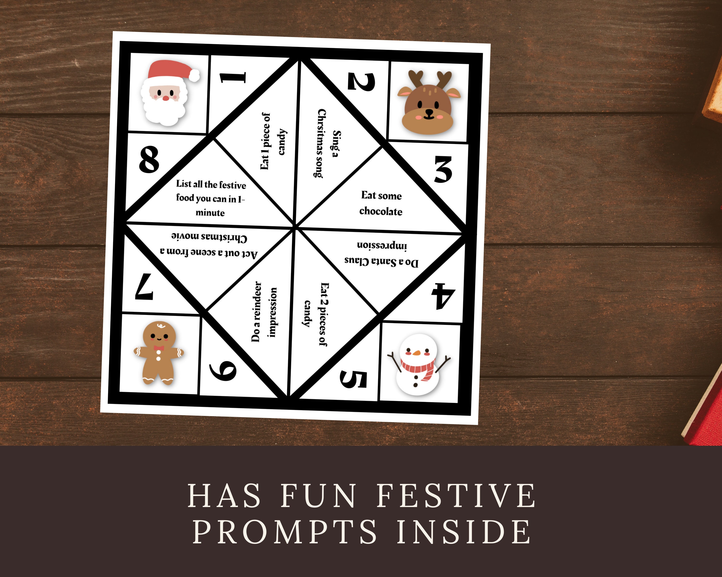 Printable Christmas Fortune Teller for Kids, Cootie Catcher Craft ...