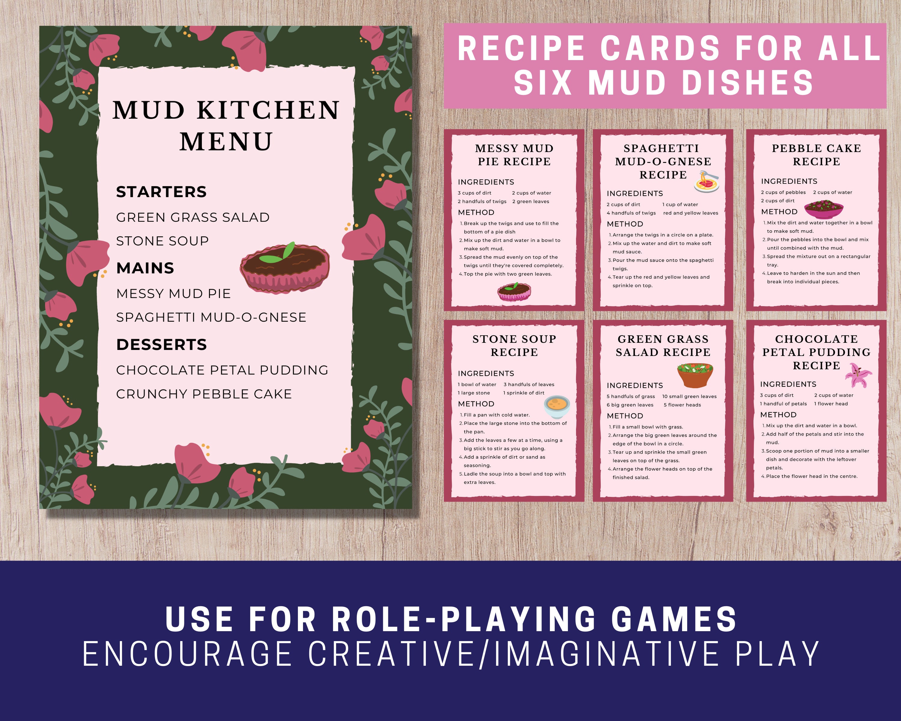 Mud Kitchen Printable Menu and Recipe Cards for Messy Play - Etsy UK