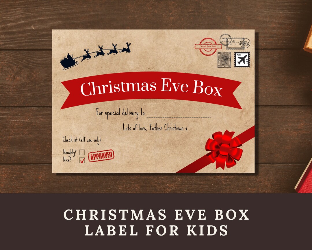 Christmas Eve Box Printable Label Kids Christmas Eve Box Gift - Etsy