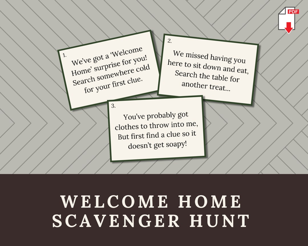 Home Gift Scavenger Hunt, Printable Treasure Hunt Clues for
