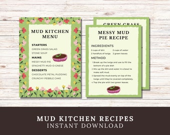 Mud Kitchen Menu & Recipe Cards: Nature Pretend Play (PDF Download)