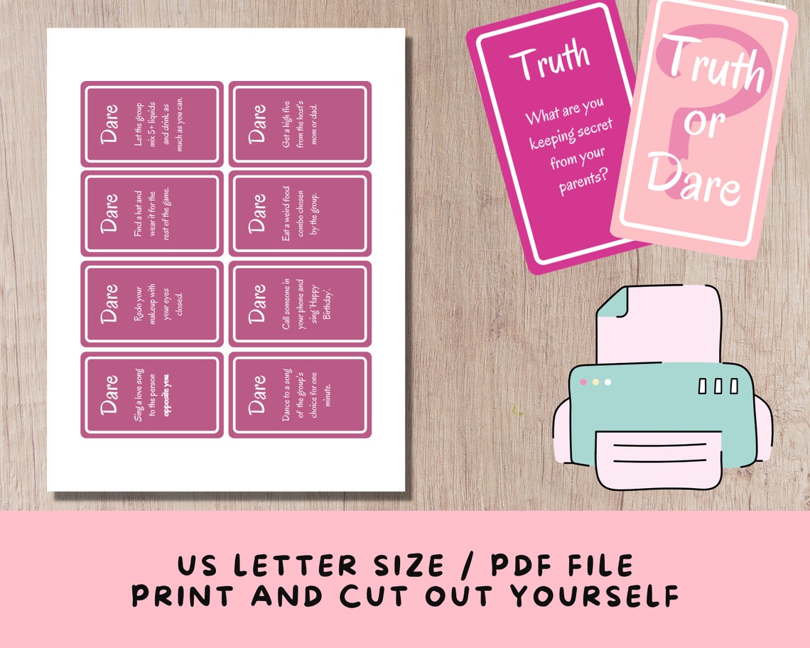 64 Printable Truth or Dare Cards for Teenage Girls and Tweens - Etsy