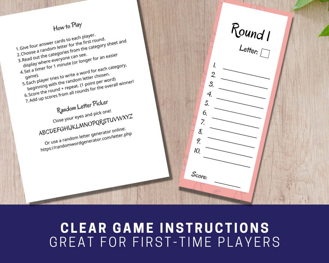 Printable Sleepover Category Game Slumber Party Game for - Etsy