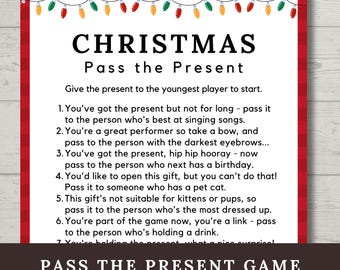 Christmas Pass the Present Game (Printable), Work Christmas Party, Family Games Night, Gift Exchange Game, Pass the Gift, Kids Holiday Game