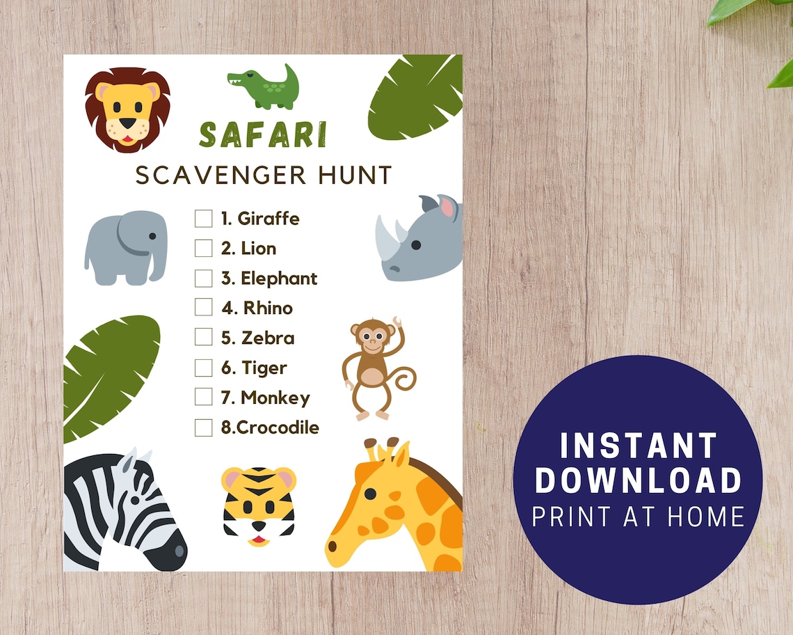 Safari Scavenger Hunt Printable Safari Party Game/activity - Etsy