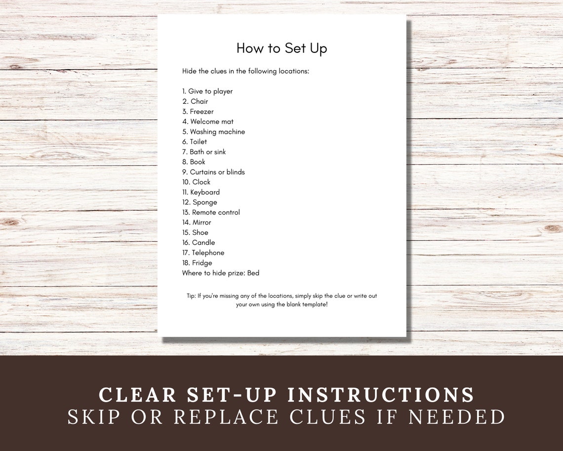 Printable Scavenger Hunt Riddles for Older Kids Teens & Adults, Indoor Home Scavenger Hunt Clues ...