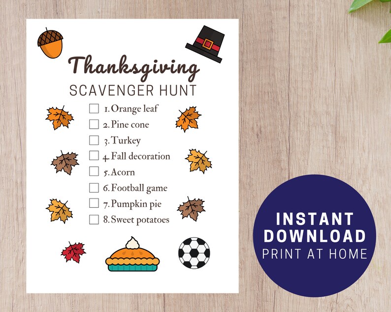 Thanksgiving Scavenger Hunt Printable