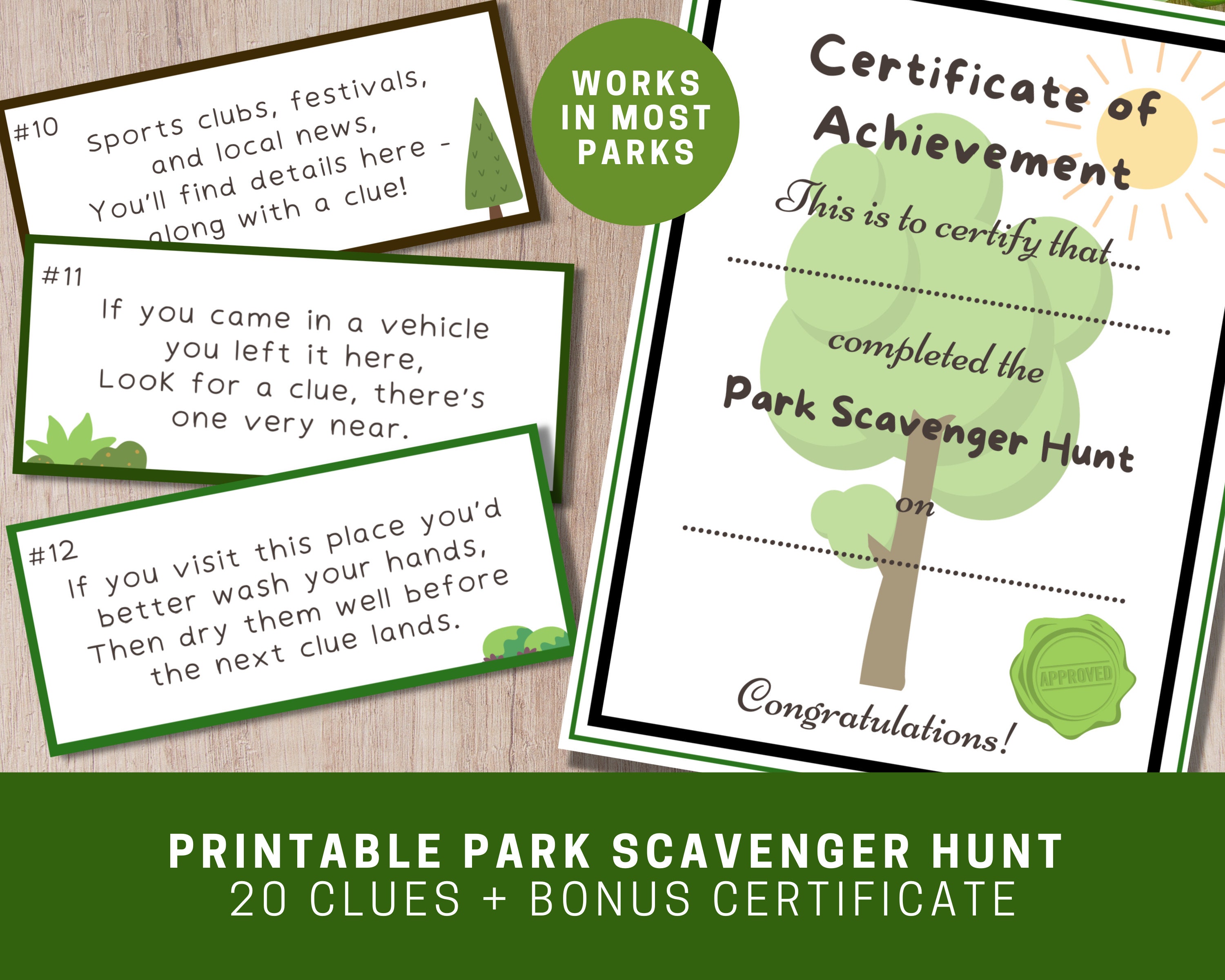 Park Scavenger Hunt Clues printable Outdoor Scavenger Hunt - Etsy