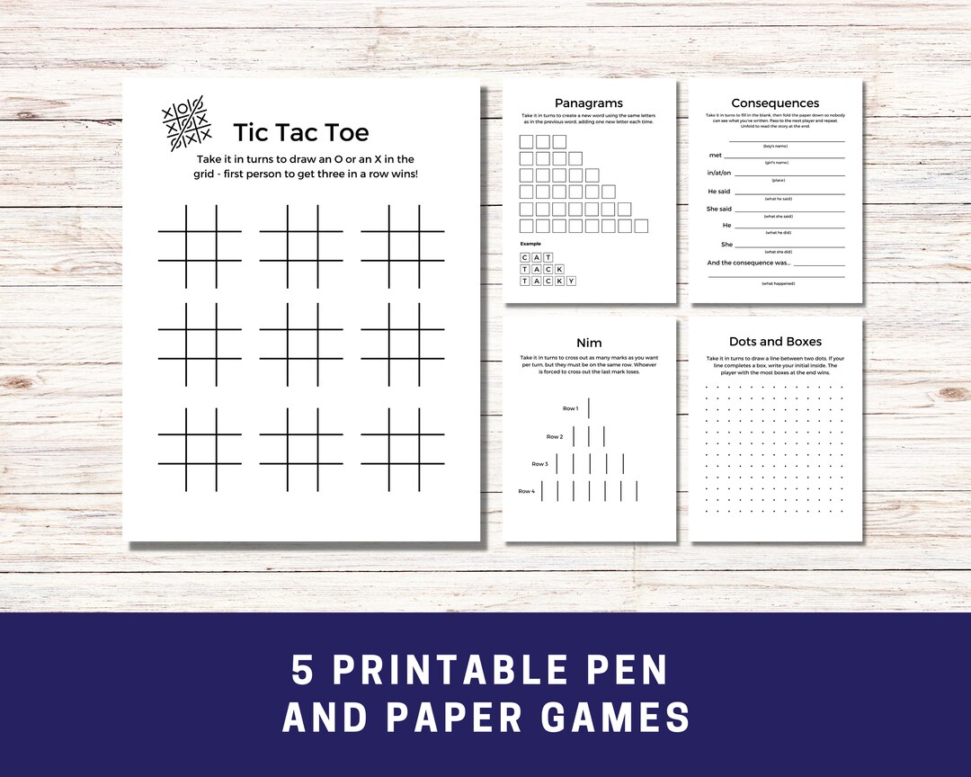 5 Printable Pen and Paper Games for Seniors Road Trip Games - Etsy