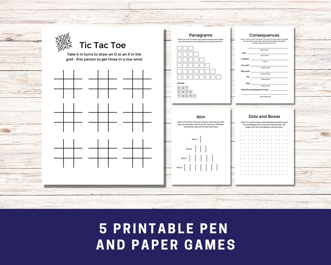 5 Printable Pen and Paper Games for Seniors Road Trip Games - Etsy