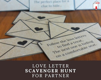 Printable Scavenger Hunt for Husband or Wife, Romantic Treasure Hunt for Partner, Creative Date Night Idea for Adults, Anniversary Activity