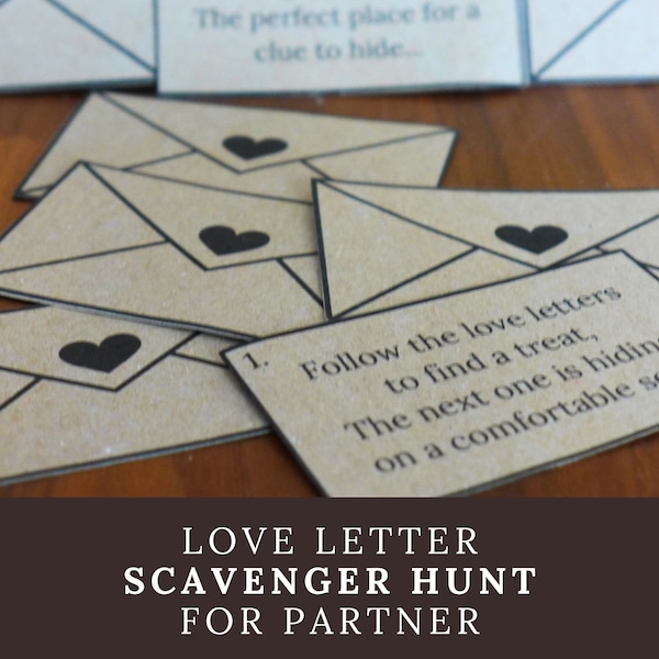 Printable Scavenger Hunt for Husband or Wife, Romantic Treasure Hunt for Partner, Creative Date Night Idea for Adults, Anniversary Activity
