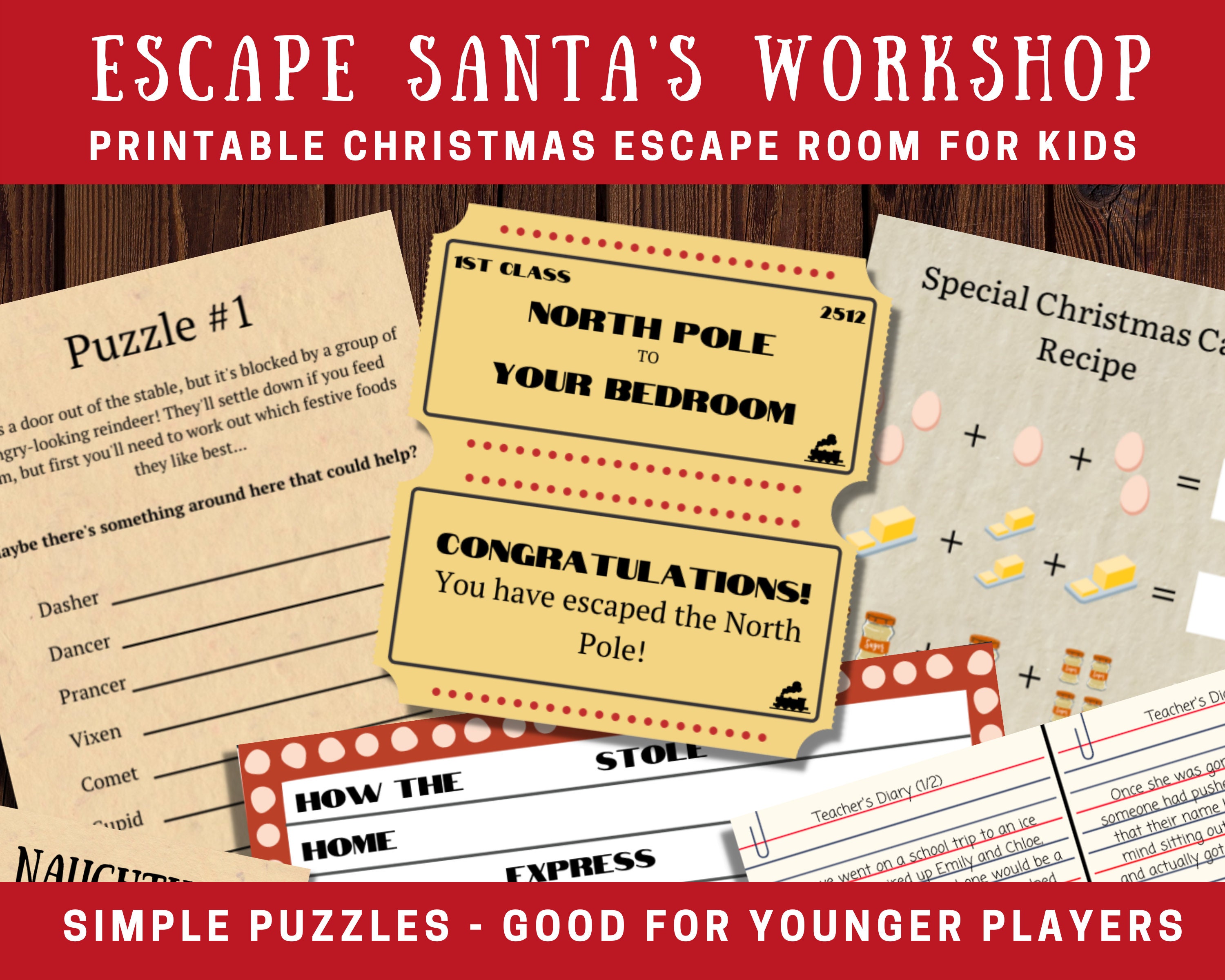printable christmas eve escape room for kids aged 7 diy etsy