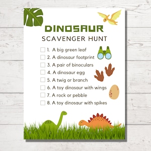 Dinosaur Scavenger Hunt Printable, Dinosaur Birthday Party Game, Dinosaur Activity for Kids and Toddlers, T-Rex Party Idea, Boy&#39;s Birthday