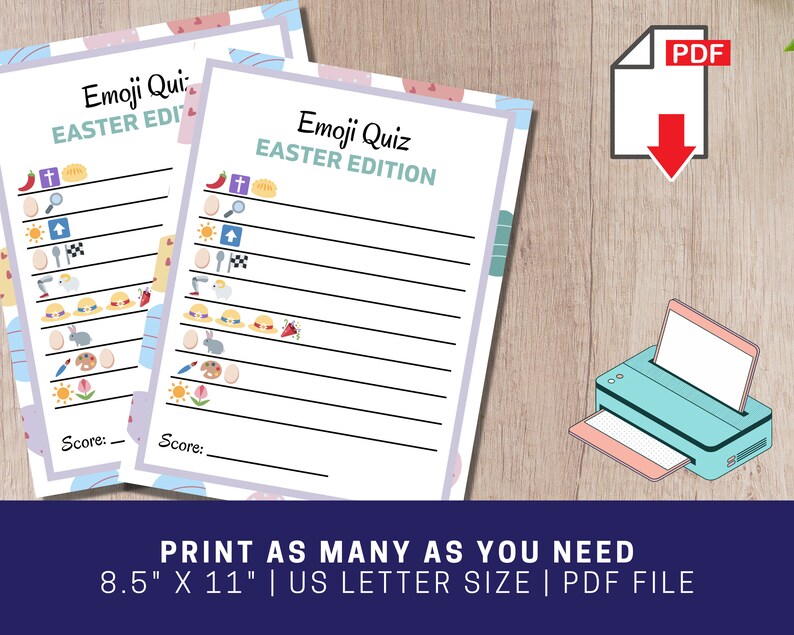 Printable Easter Emoji Game for Kids Easter Quiz Game Easter Etsy