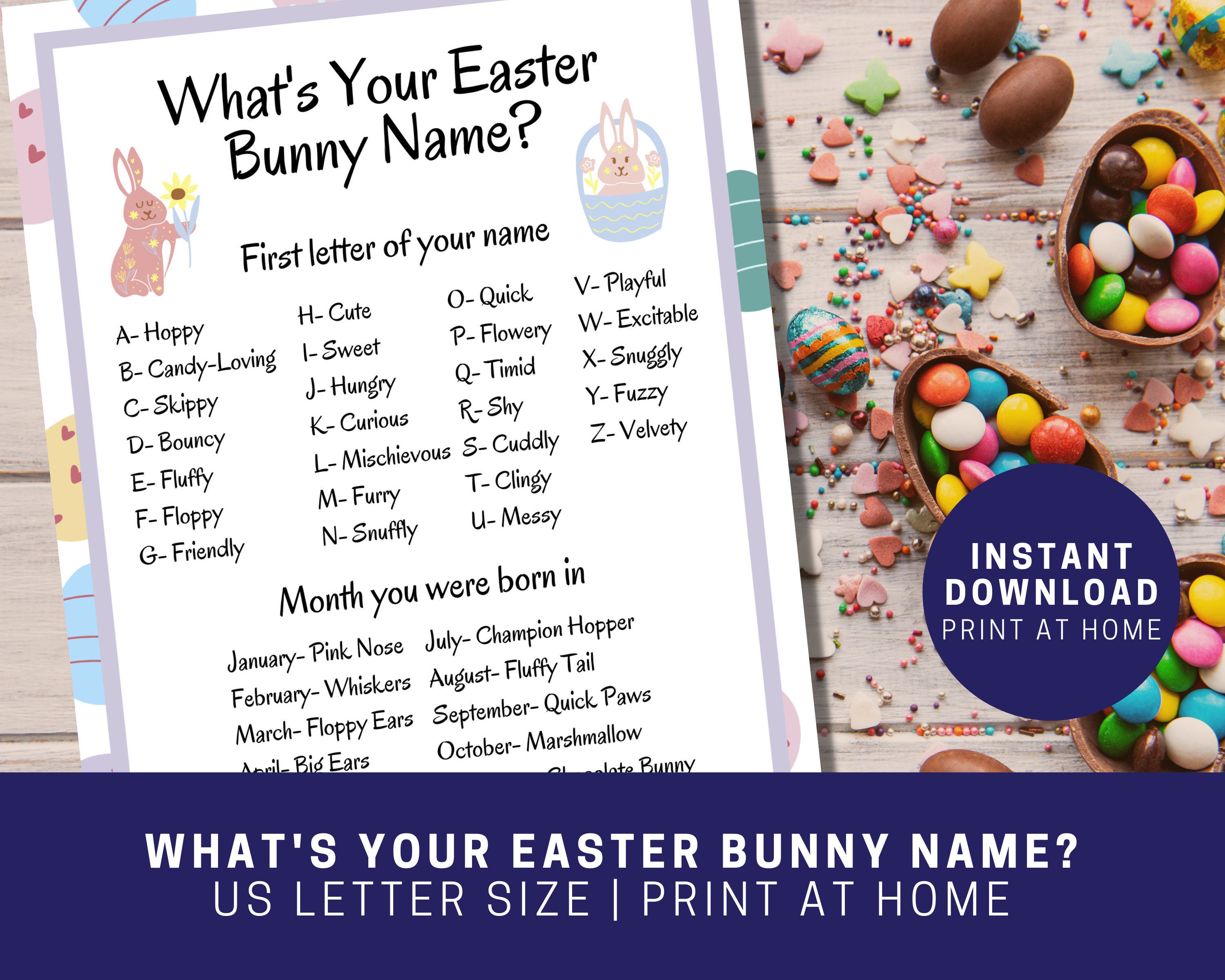 Printable What's Your Easter Bunny Name Funny Easter - Etsy Printable What's Your Easter Bunny Name Funny Easter - Etsy