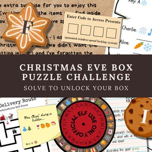 Juego de rompecabezas de caja de Nochebuena, actividad de caja de Nochebuena imprimible para niños con carta de Papá Noel, juego estilo sala de escape