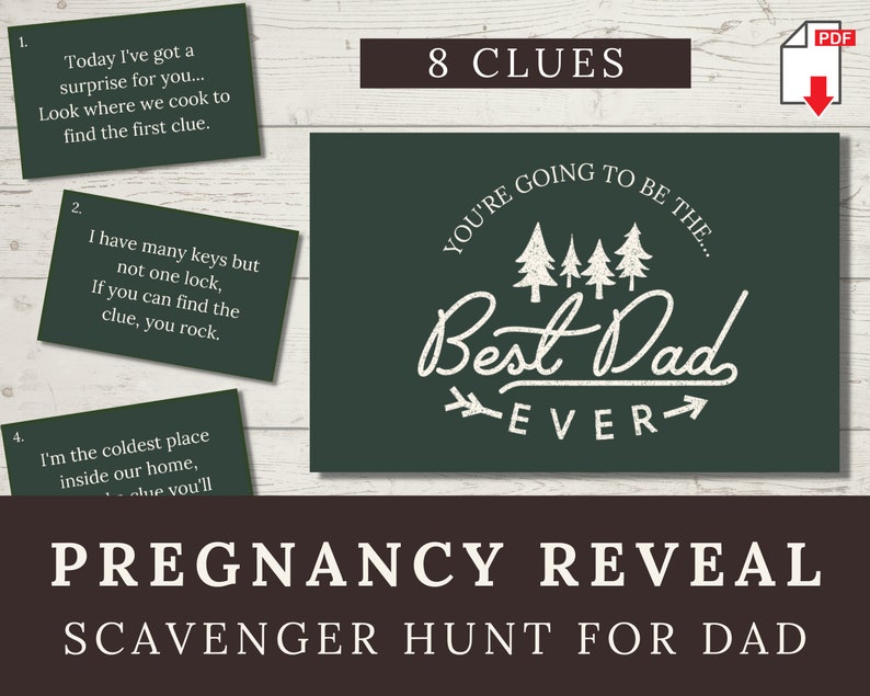 Pregnancy Reveal Scavenger Hunt for Dad printable Pregnancy - Etsy