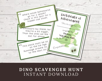 Dinosaur Scavenger Hunt: Printable Dino Birthday Party Game (PDF Download)