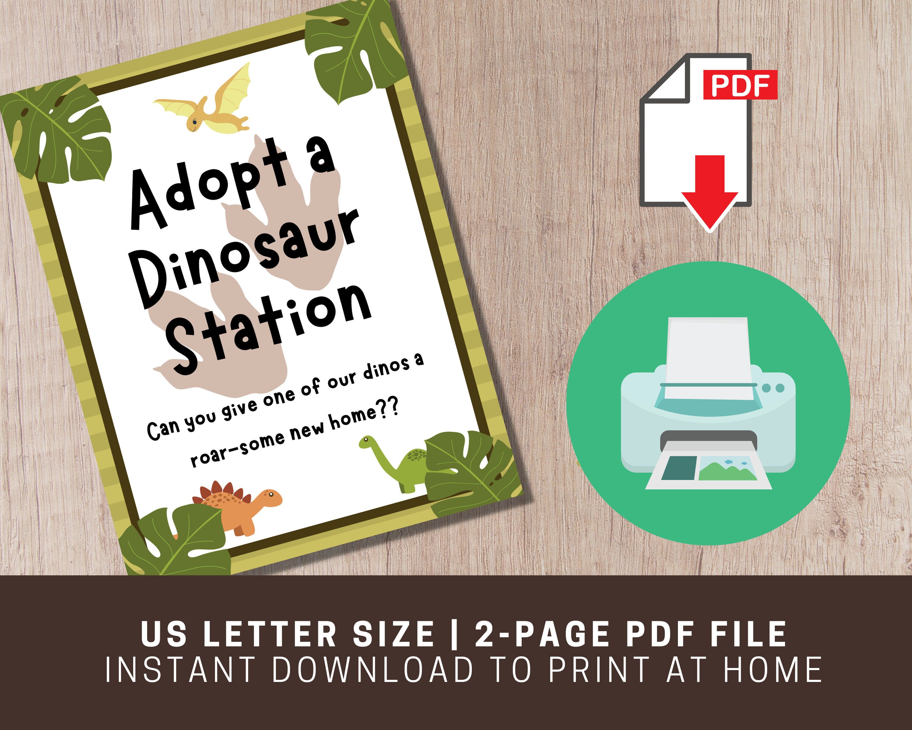 Adopt a Dinosaur Printable Sign and Certificate Dinosaur - Etsy UK