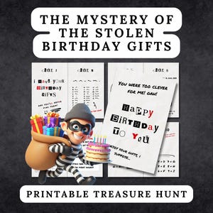 Teen Birthday Scavenger Hunt: Stolen Gifts Mystery Game (Printable PDF) image 1