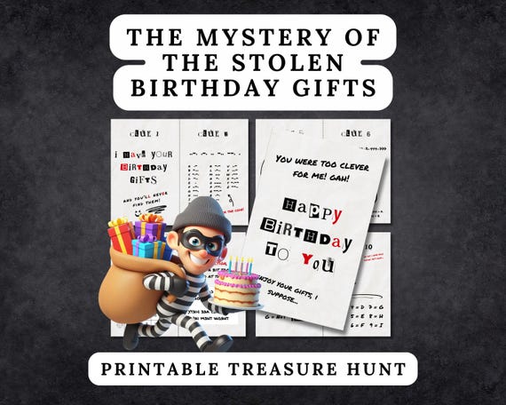 Teen Birthday Scavenger Hunt: Stolen Gifts Mystery Game (Printable PDF)