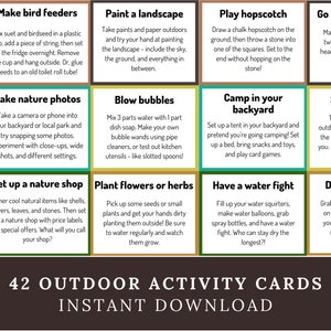 42 Outdoor Activity Cards for Kids (Printable), Nature Play, Backyard and Garden Activities for Children, Outdoor Classroom, Forest School