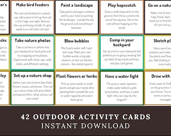 42 Outdoor Activity Cards for Kids: Nature Play, Garden Games (Printable)