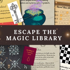 Printable Wizard Escape Room for Kids, Teens & Adults, Escape The Magic Library, Magical Birthday Party Idea, Family Games Night Puzzles