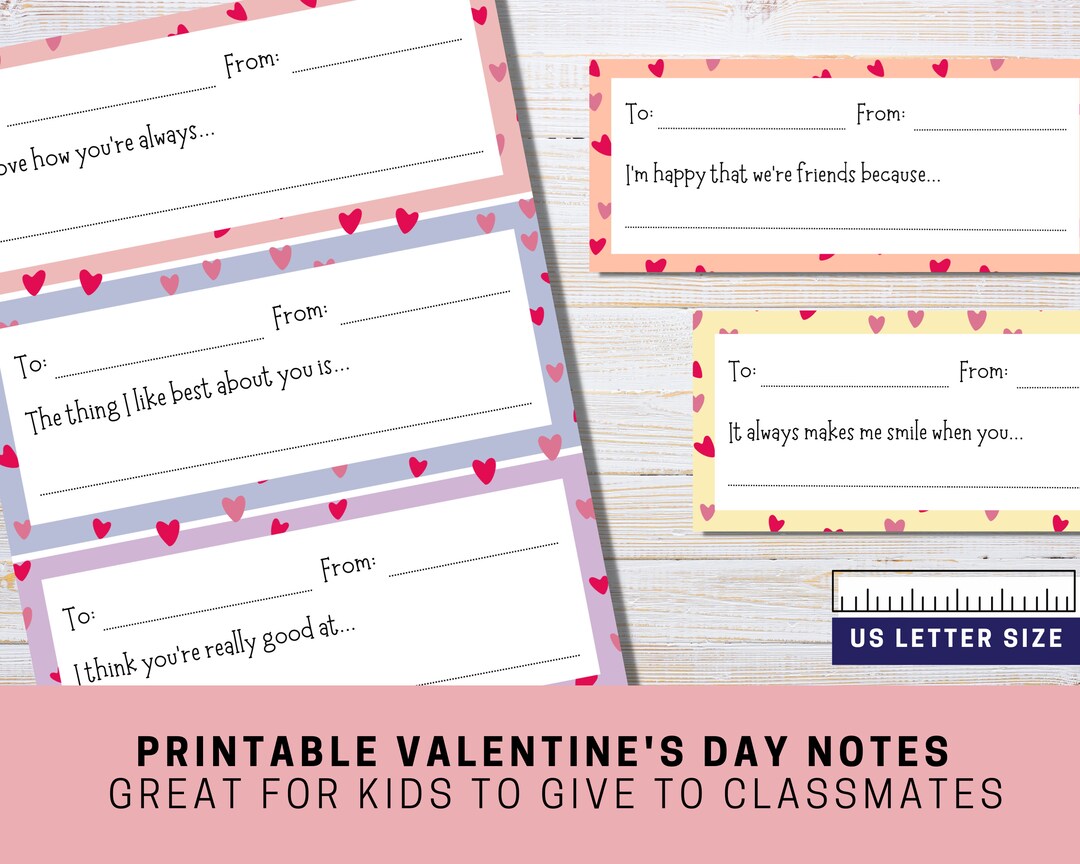 Printable Valentine's Day Notes for Kids to Give - Etsy