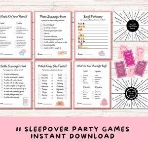 11 jogos para festa do pijama para imprimir para adolescentes e pré-adolescentes, ideias para festa do pijama de 16 anos, jogo de girar o esmalte, verdade ou desafio