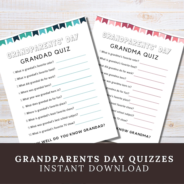 Printable Grandparents Day Quizzes, Grandparents Day Activity for Kids, All About Grandma and Grandad Worksheets, Grandparents Day Keepsake
