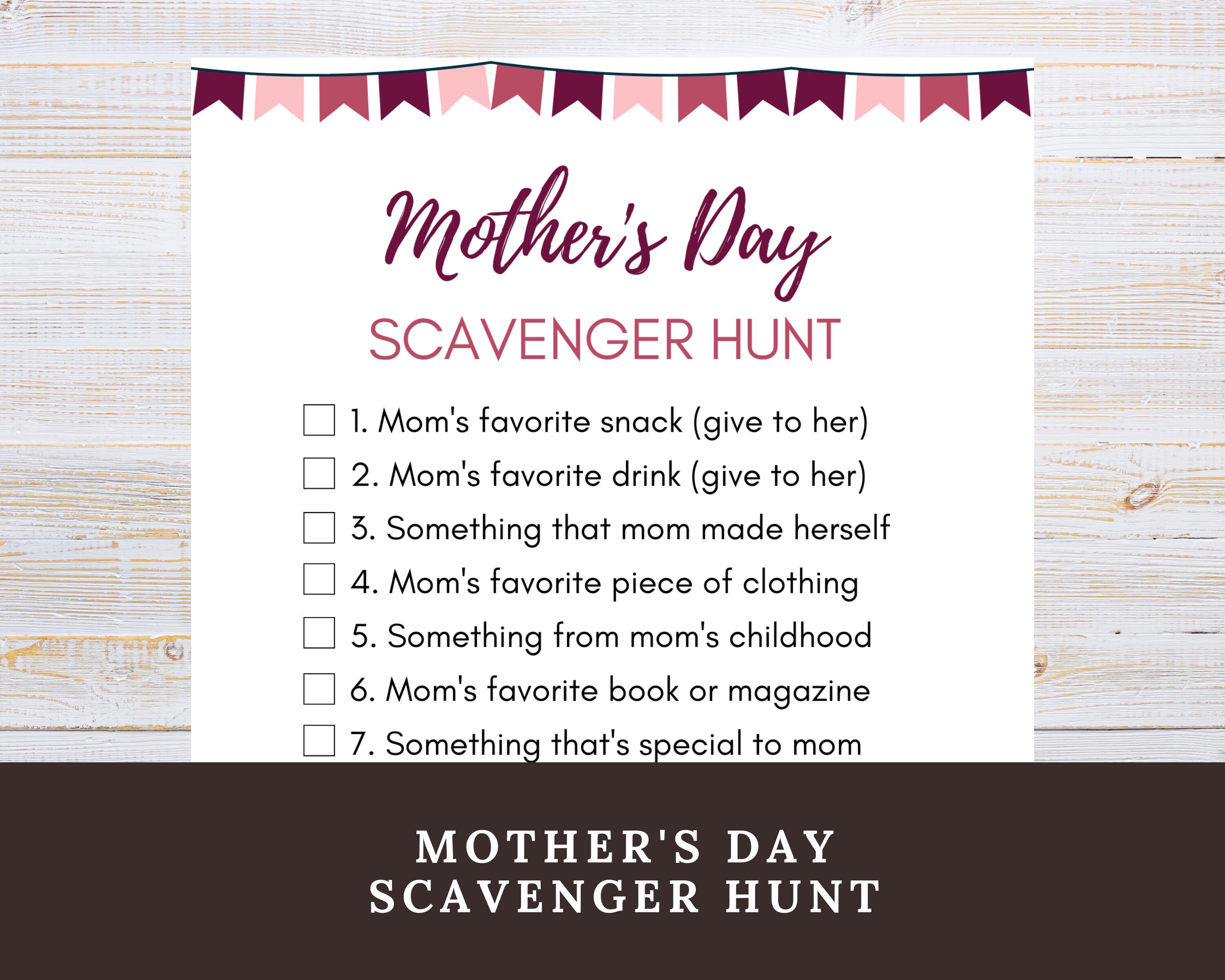 Mother's Day Scavenger Hunt for Kids printable, Cute Family Mother's ...