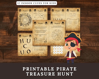 Pirate Treasure Hunt: indoor puzzelaanwijzingen voor kinderen (afdrukbare pdf)